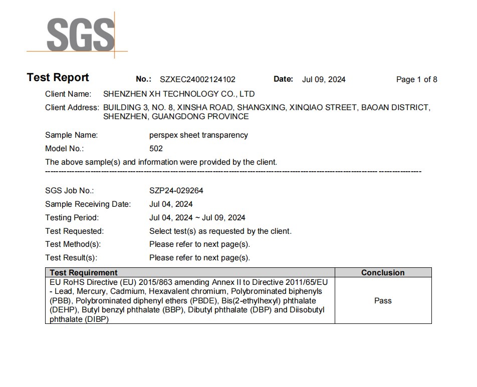 Shenzhen XH Technology Co., Ltd. Certifications