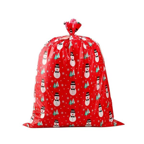 O papel de embrulho plástico colorido do projeto do feriado do Natal ensaca enorme/gigante/X grandes com etiqueta