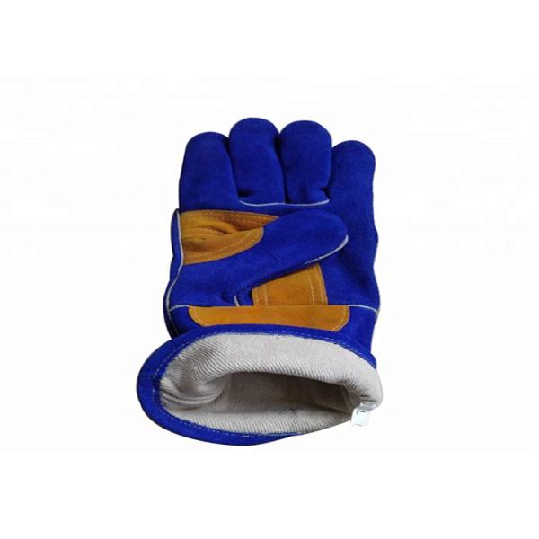 Blue Leather Welding Gloves , Industry Protective Working Safety Gloves