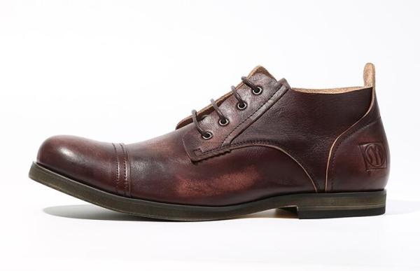 Burnished Finishing Mens Leather Dress Shoes Lace - Up Handmade Italian Leather Shoes