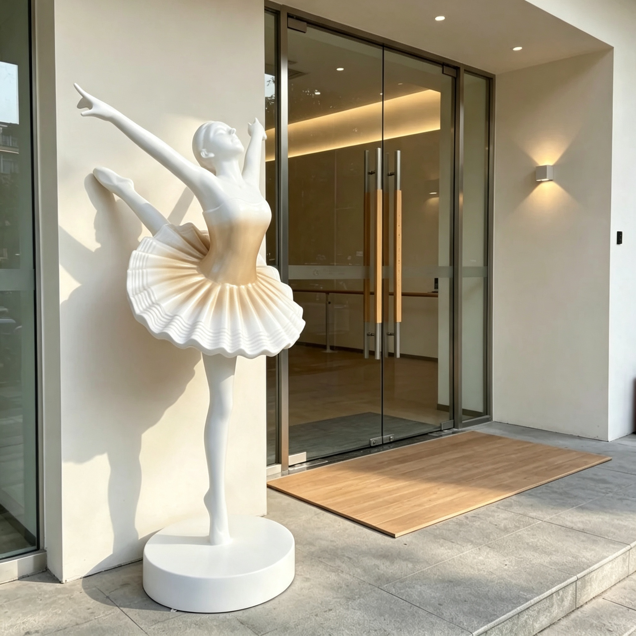 Life Size Fiberglass Ballerina Sculpture with Gradient Tutu Skirt and Automotive Grade Paint