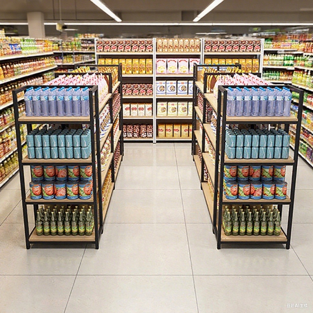 4-Layer Adjustable Supermarket Shelves Black Painted Metal Retail Racks with Mobile Heavy Duty for Tools Garage Food Storage