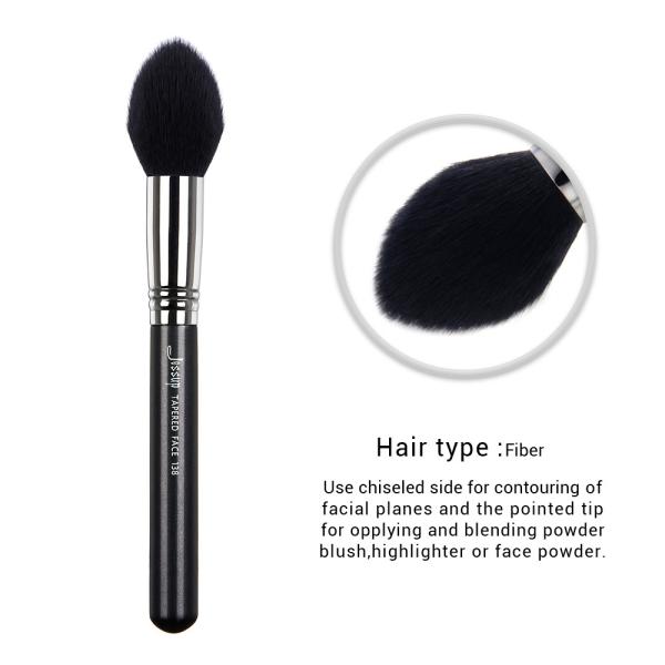 Copper Ferrule 1pc Tapered Face Brush Synthetic Black Fibre Hair