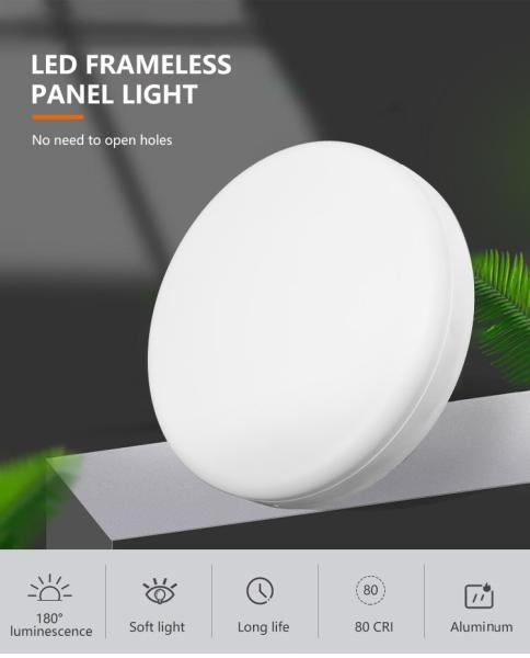 Office Hotel Round White Surface Frameless SMD 24w Led Panel Light