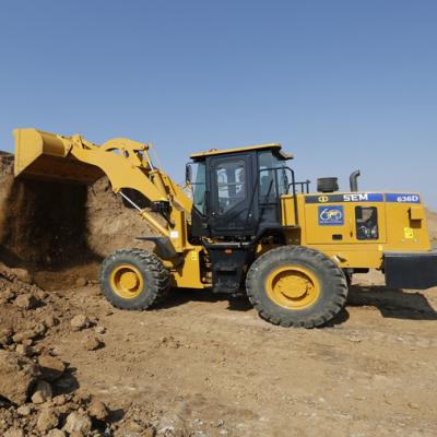 Yellow Road Construction Machinery Wheel Loader SEM 3T SEM636D 2.5m³ Bucket WP6G125E332