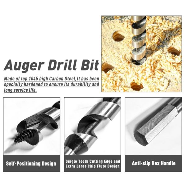 12 Inch Wood Drill Bit Hex Shank 6 Piece Wood Splitter Drill Bit