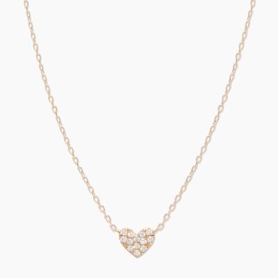 Heart Pave White CZ Women's Layer 925 Sterling Silver Necklace