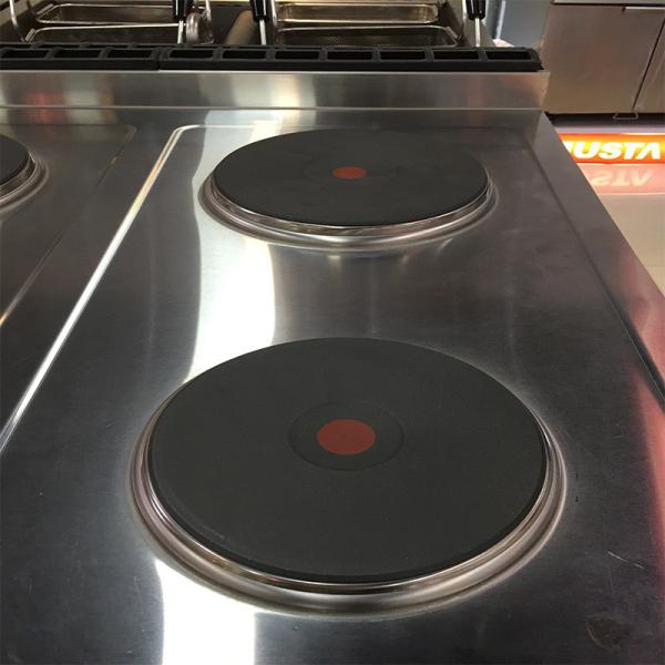 Cocina comercial Cocina redonda Plato 4 Plato caliente Estufas de cocina eléctricas con horno