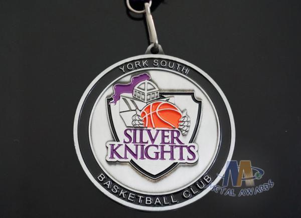 basketball Club Antique Silver Plating Custom Award Medals Soft Enamel Sports Events Medallion