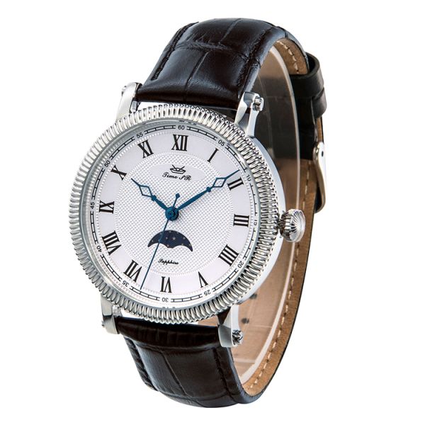 European-style Sapphire Crystal Moon Phase Quartz Watch