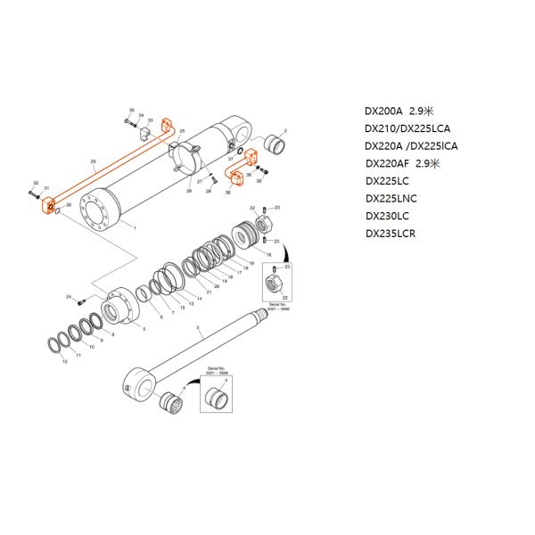 Economical and Practical DX200A Hydraulic System Distributor Bucket Pipe for Excavator