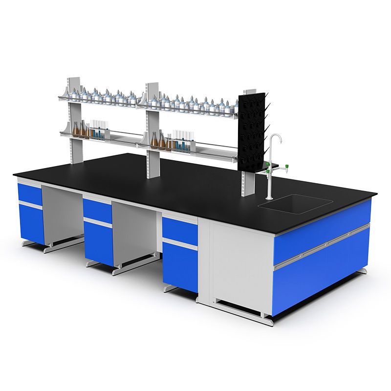 C Frame Lab Work Bench All Steel Lab Island Table Customized With Reagent Racks