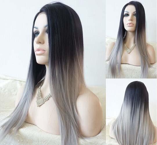 Cor 1b de Ombre/uso resistente ao calor da menina das perucas da parte dianteira do laço cabelo humano da tira