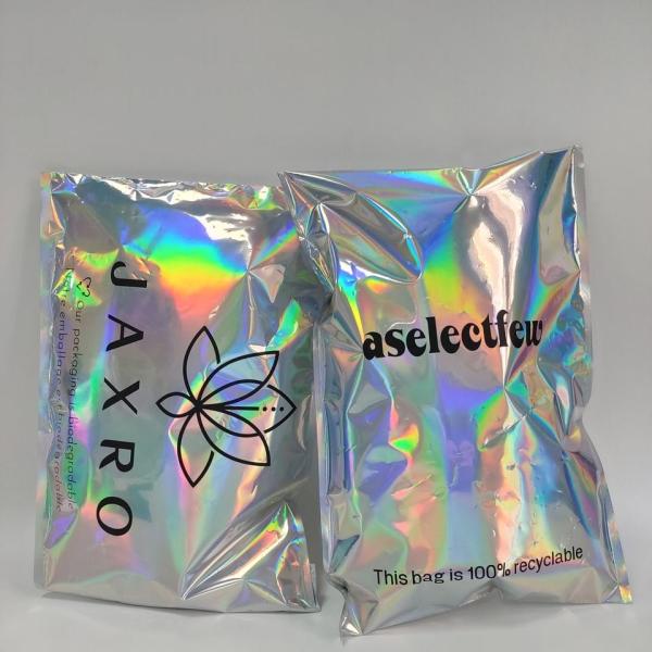 Holographic Metallic Foil Mailer Glitter Mailing Shipping Bags Metallic Rainbow Foil Self-Sealing Envelopes Courier