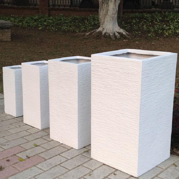 Florero de interior exterior de fibra de arcilla de peso ligero Caja de plantas de fibra de arcilla para el jardín