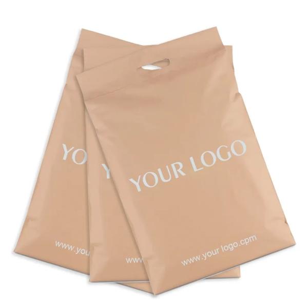 GDCX Logo Custom Polymailer With Handle Ply Mail With Handle Bag Printed Poly Mailing Shipping Bags With Handles Nude Mailing