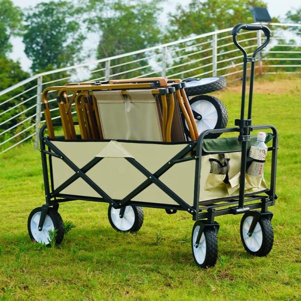 Steel Folding Utility Wagon 100kg Capacity 150L Load Camping Cart