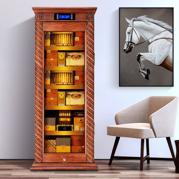 Intelligent Climate Control Solid Wood Cigar Cooler Humidifier Cabinet With Lock