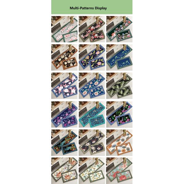 Plant Flower Printing Kitchen Floor Mats Non Slip 40*60mm Rectangle