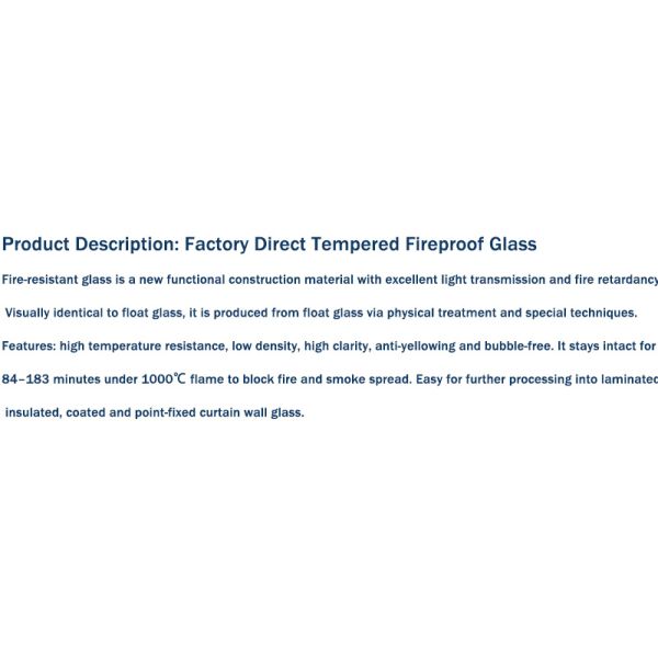 High-performance Fire-rated Glass 180 Minutes Fire Resistance for Public Places
