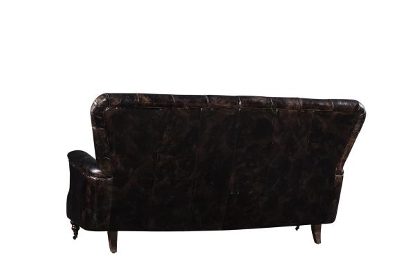 High Back Three Seater Leather Sofa Vintage Double Color For 5 Star Hotel