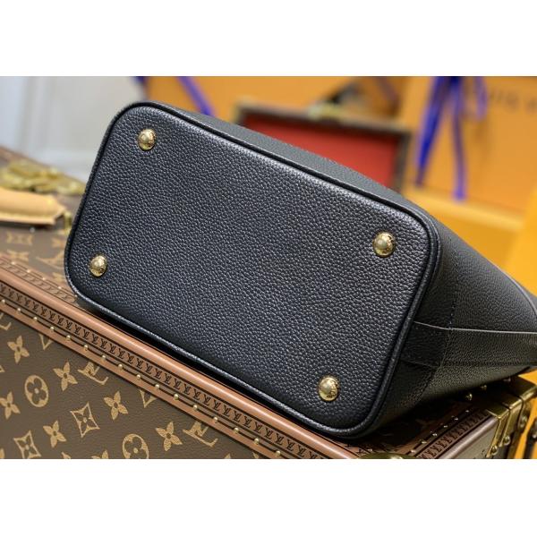 Small Genunie Black Printing Linning 25cm Cowhide Bucket Bag Handhold