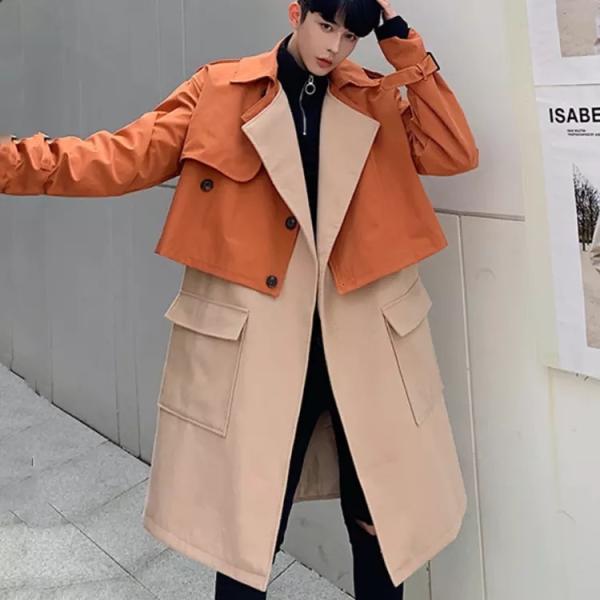 New Fashion Black Men Custom Bomber Trench Coat