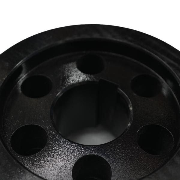 Parte del camión de barrido Pulea de ventilador de hierro fundido negra (clave plana), rueda auxiliar de conducción, transmisión de alta eficiencia Rueda de soporte duradera para el eje del ventilador