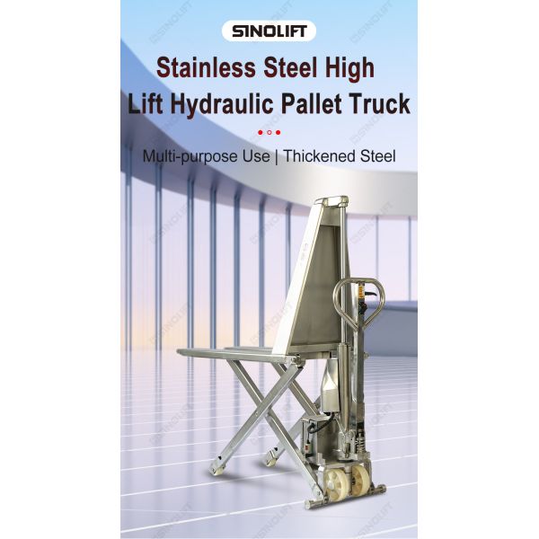 SINOLIFT EHLT15S-I Stainless Steel High Lift Hydraulic Pallet Truck | 304 Stainless Steel | 800mm Max Lift | Electric & Manual Mode | For Food, Chemical, Medical Industries