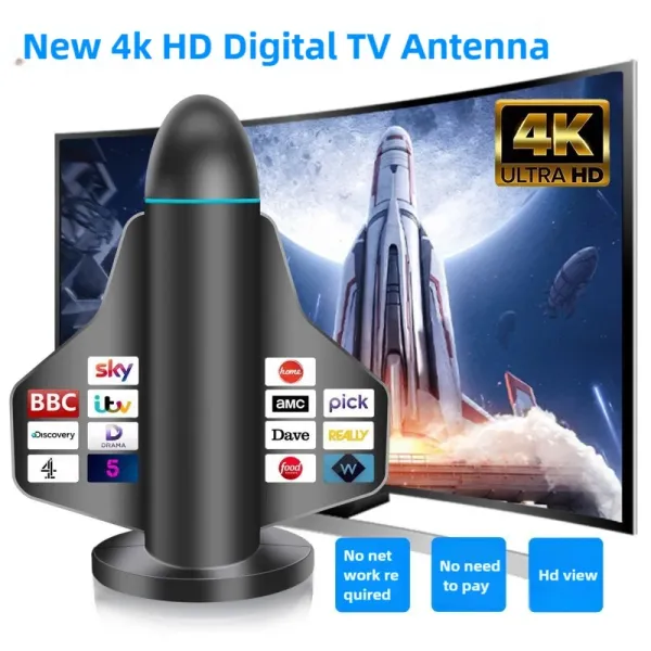 Long Range New 4K HD Digital TV Antenna with Signal Booster for Smart TV and All TV for Local Channels Indoor & Outdoor