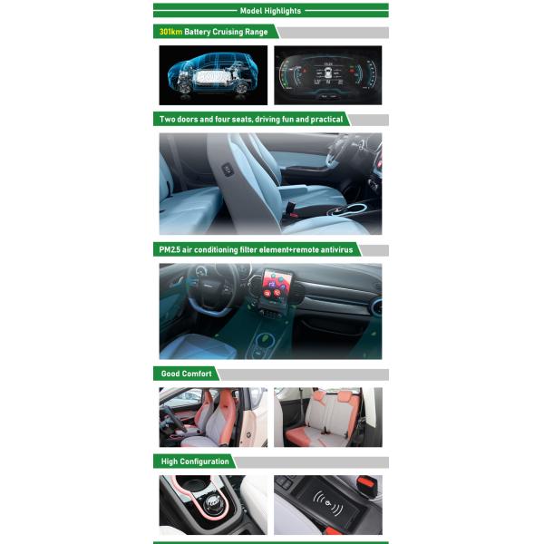 Chery QQ Ant Mini SUV Electric Car 301Km Pure EV High Speed ​​100km/h