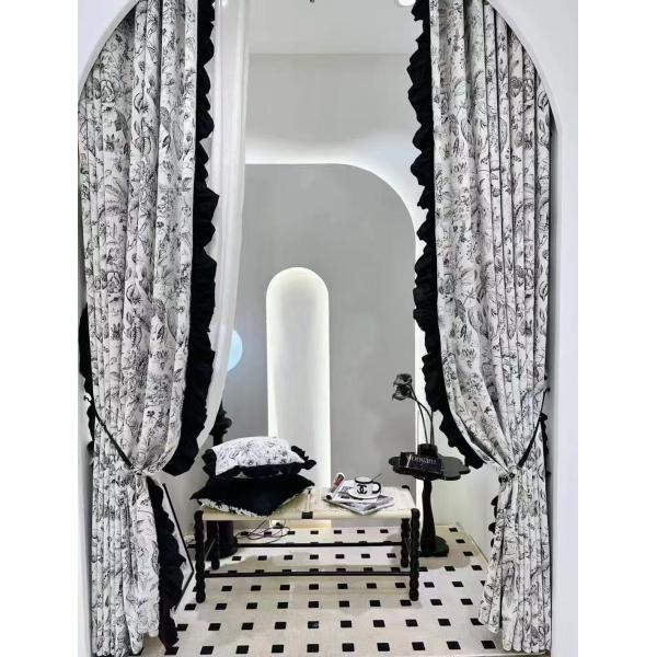 Hollowed White Cotton Lace Embroidery Muslin Curtains Blackout Window Hotels Hospitals