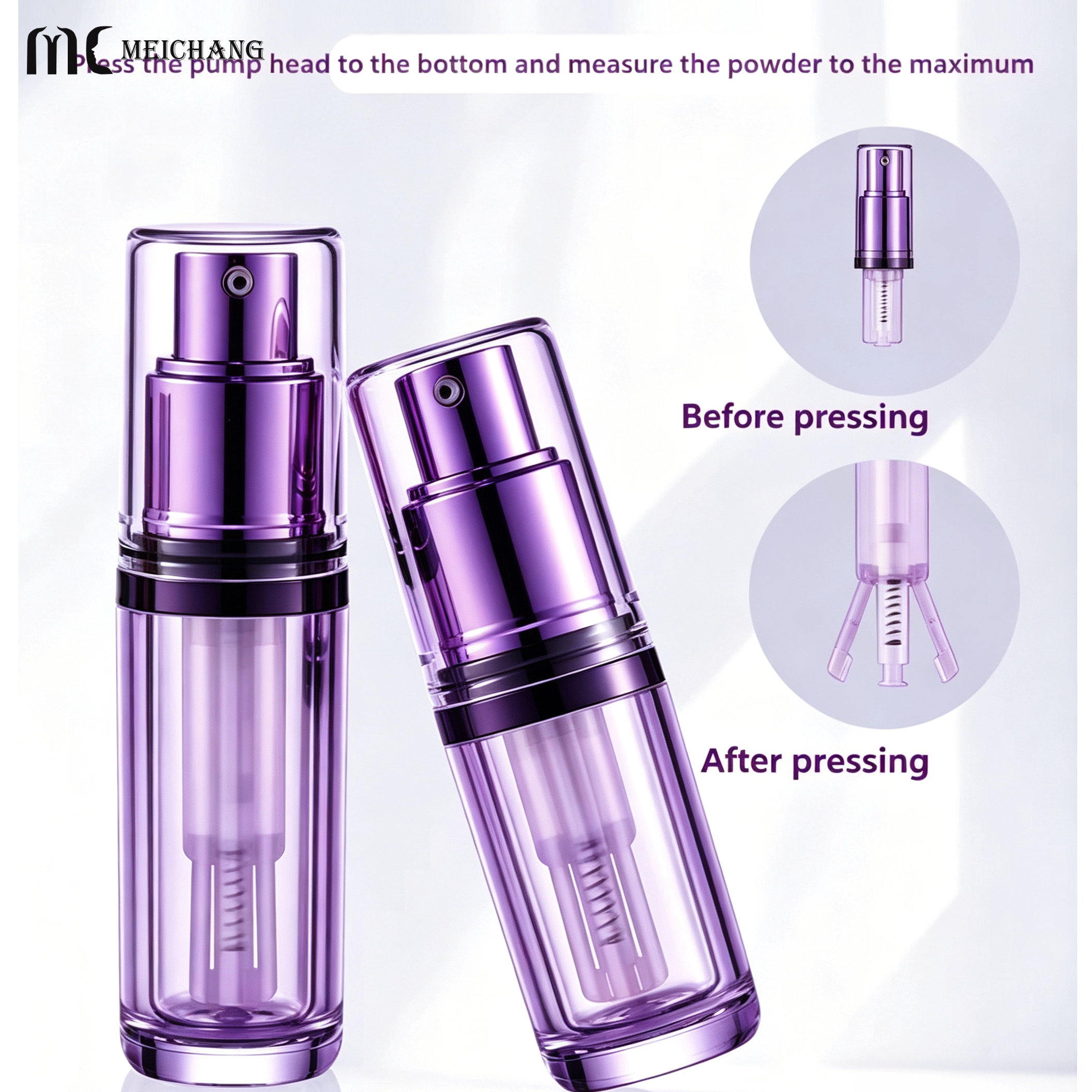 10ml/15ml/20ml Acrylic Dry Powder Spray Bottle with Screw Cap for Cosmetic Packaging (MC-1508)