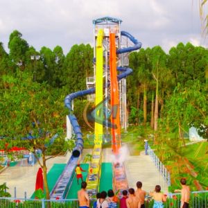 Straight Water Speed Slide 10-12mm Fiberglass Thickness More Than 8m Height Anti