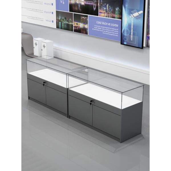 Full Vision Glass Retail Display Case Tempered Glass Counter For Jewellery Shop
