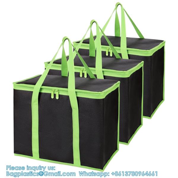 Insulated Food Delivery Bag With Hard Bottom, XXX-Large Insulated Reusable Grocery Cooler/Hot Bags, Tote Bag