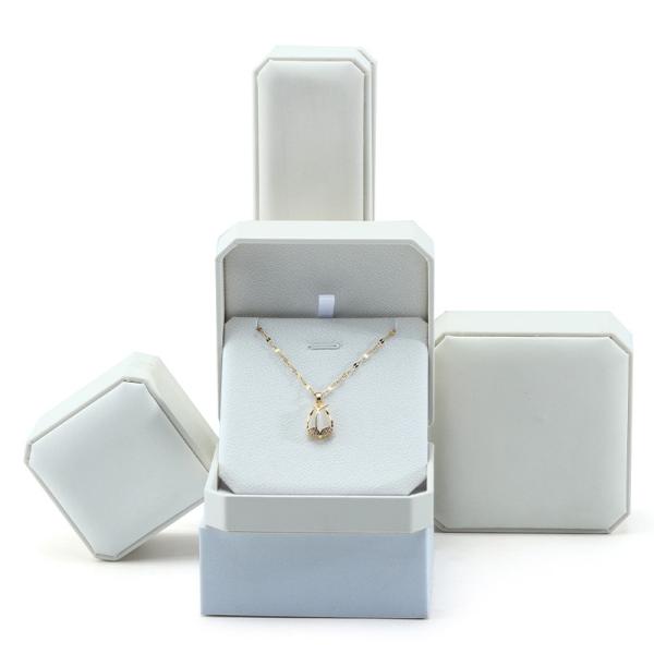 Boîte de rangement de bijoux Hanhong pour boucles d'oreilles Bracelet en cuir blanc 10*10*5cm