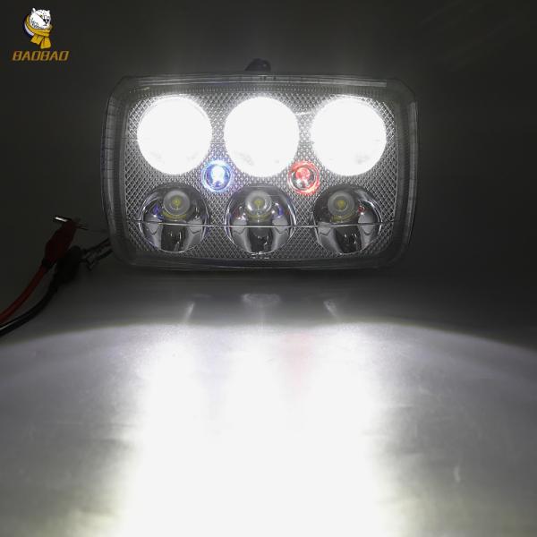 6 Beam 12V 4 Lines LED Automotive Work Light Silver Casing Glass Headlight