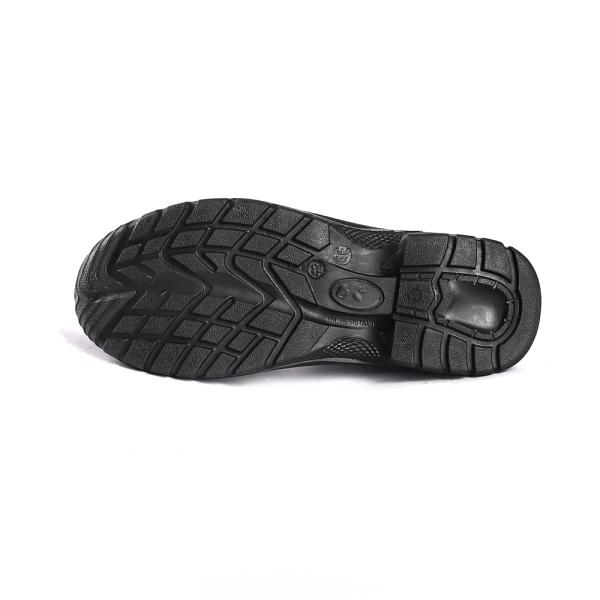 Puncture Resistant Steel Toe Black Embossed Leather Mesh PU Lace up Work Safety Shoes