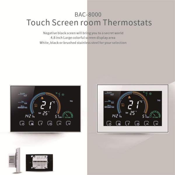 Four-tube Wi-Fi Voice Smart Room Digital Heating and Cooling LCD Touch Screen Air Conditioning Thermostat(BAC-8000ELW