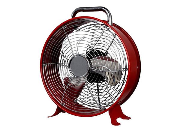 Stand Foot Base Antique Electric Clock Fan With 4 Metal Blades Strong Wind