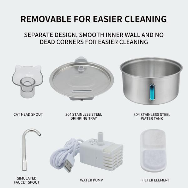 Distributeur d'eau intelligent en acier inoxydable - Abreuvoir 4L pour chats et chiens