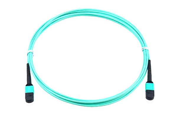 Female To Male Fiber Patch Cord OM3 3M MPO MTP Trunk Cables Aqua Blue