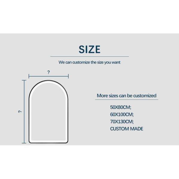 Wall Mounted Metal Frame Arch Bathroom Mirror Decorative Dressing Mirror For Bedroom