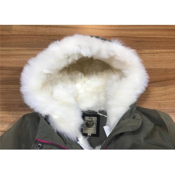 Parka Olive Green Hoodie Jacket Detachable Fur Lining Warm Womens Coats