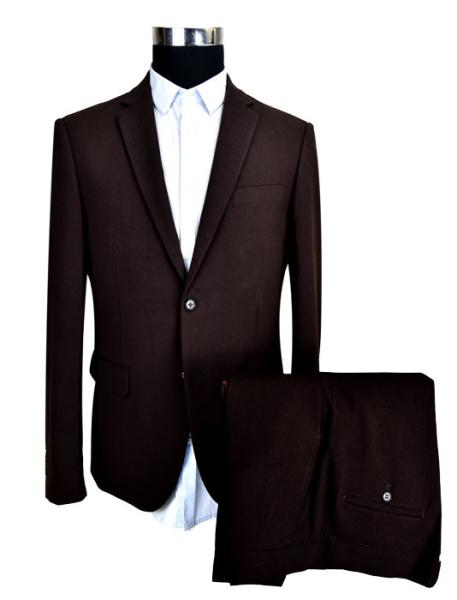 Notch Lapel Tailored Mens 2 Piece Suit Wedding Black Mel Business Breathable