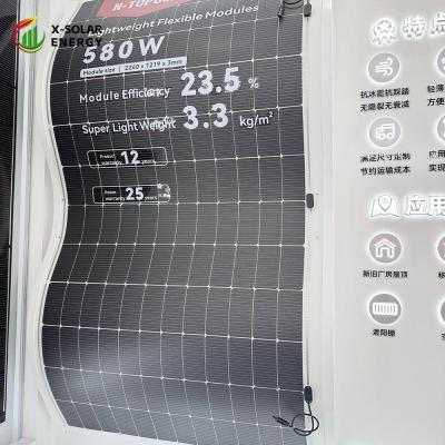 230,8% d'efficacité Panneau de cellules photovoltaïques légères Module BIPV Max. Puissance 580W Module Plage de température de fonctionnement -40-85