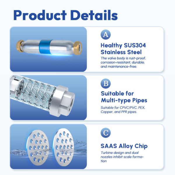 Advanced Physical Softening Tech NSF RoHS REACH Certified Water Descaler for High-End Eco-Friendly Home Use