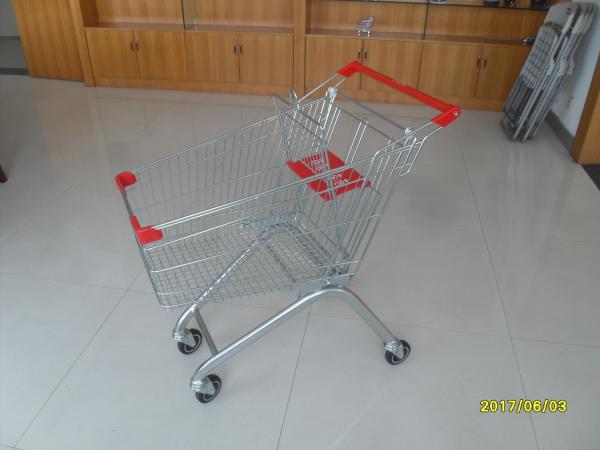 100L Grocery Shopping Cart  With anti UV plastic parts , Supermarket Shopping Trolley