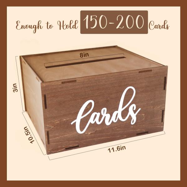 Wedding Card Box for Reception Brown Wooden Envelope Money Box Printing Laser Engrave